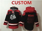 Men's Chicago Blackhawks Custom Black Lace-Up Pullover Hoodie,baseball caps,new era cap wholesale,wholesale hats